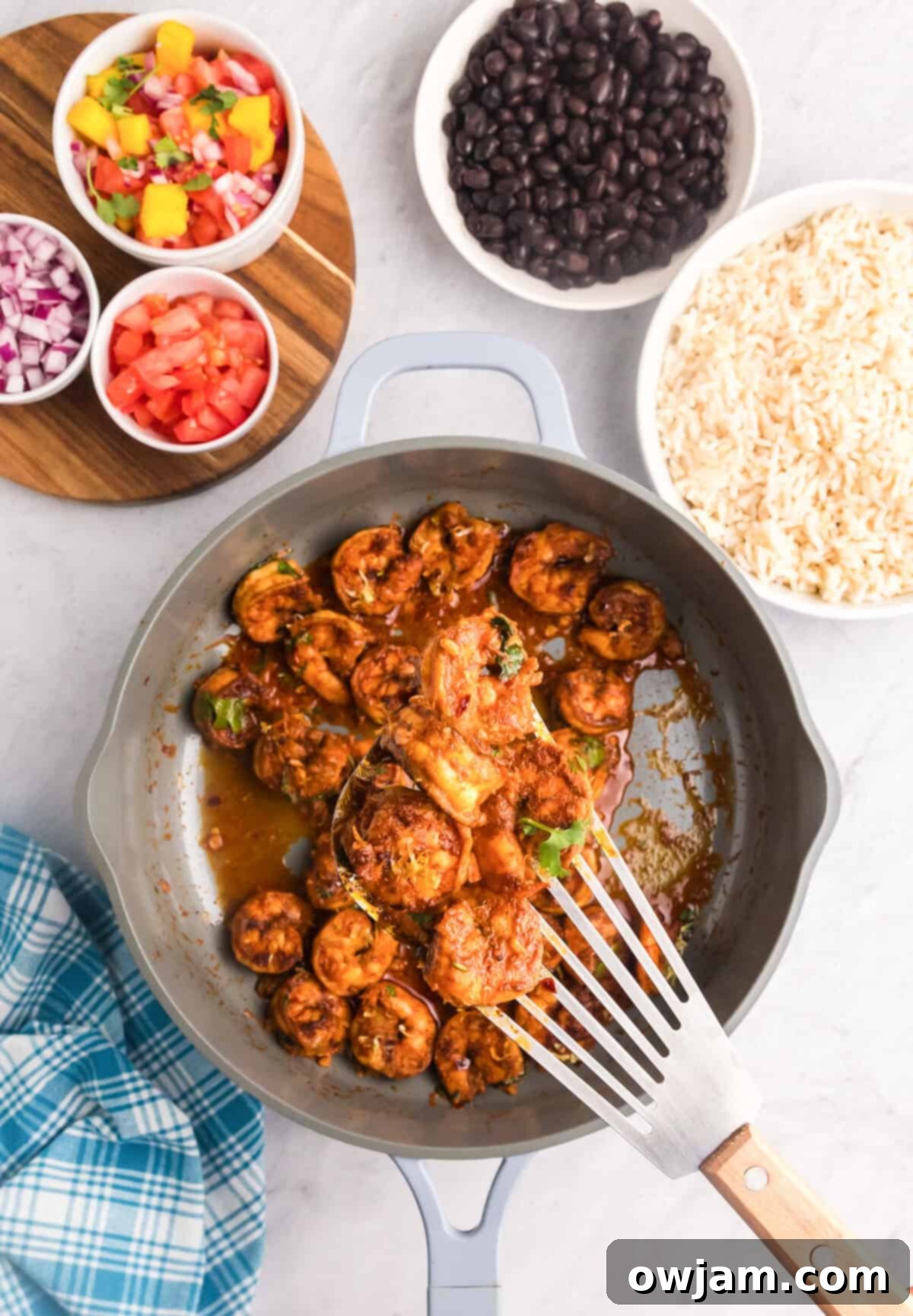 Spicy Shrimp in skillet 