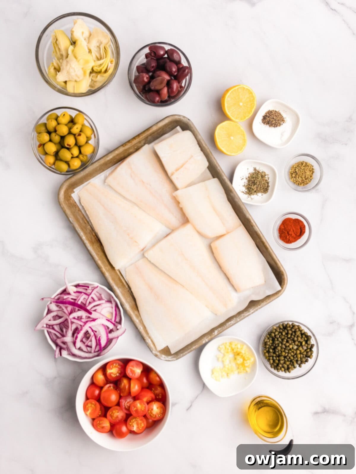 Sun-Kissed Mediterranean Fish Bake 4 Mediterranean Baked Fish recipe ingredients
