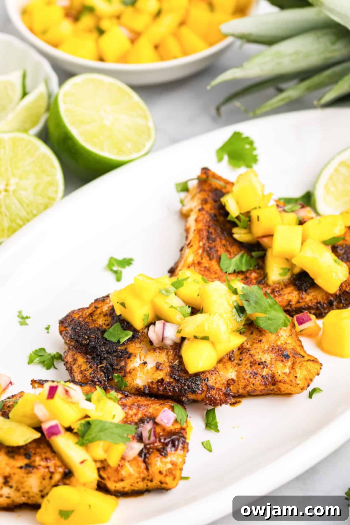 Deliciously Easy Blackened Cod 3 Easy Blackened Cod recipe on white platter
