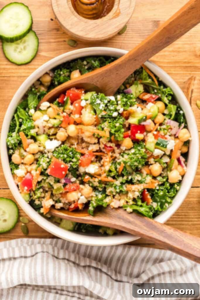 Healthy Kale Chickpea Salad 5 Kale Chickpea Salad with two spoons