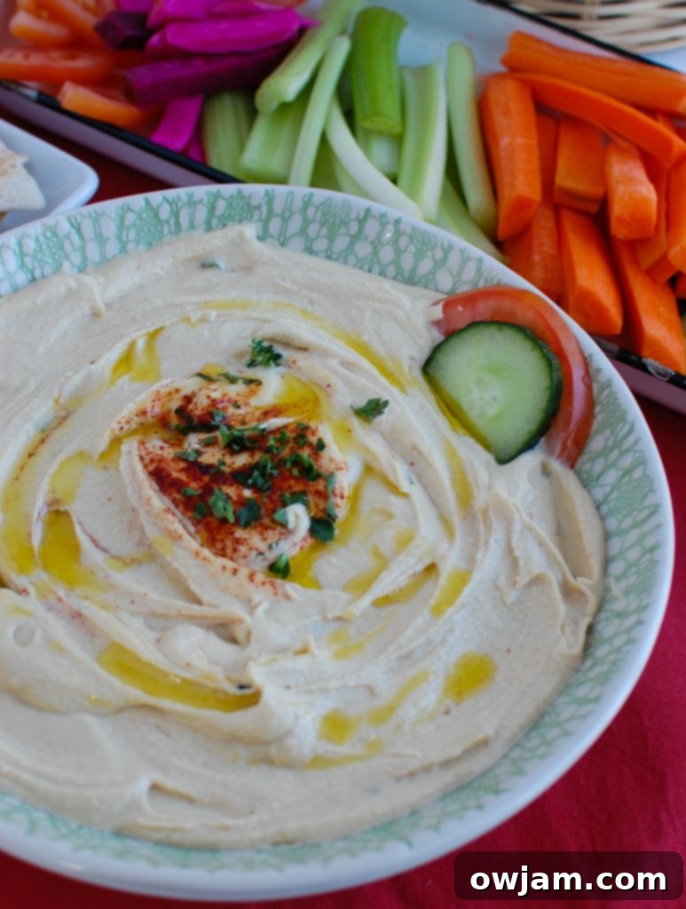 Master the Art of Lebanese Hummus 2 Creamy Lebanese Hummus garnished with fresh parsley, served in a bowl with pita bread slices