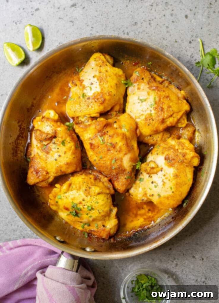 Golden Turmeric Chicken 7 Turmeric Chicken in a skillet