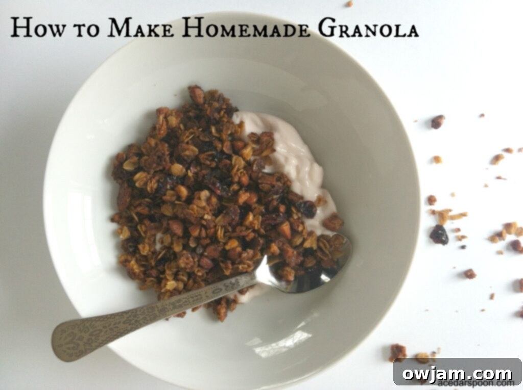 Crafting Delicious Granola from Scratch 2 Delicious Homemade Granola recipe scattered on a baking sheet, ready to be enjoyed.