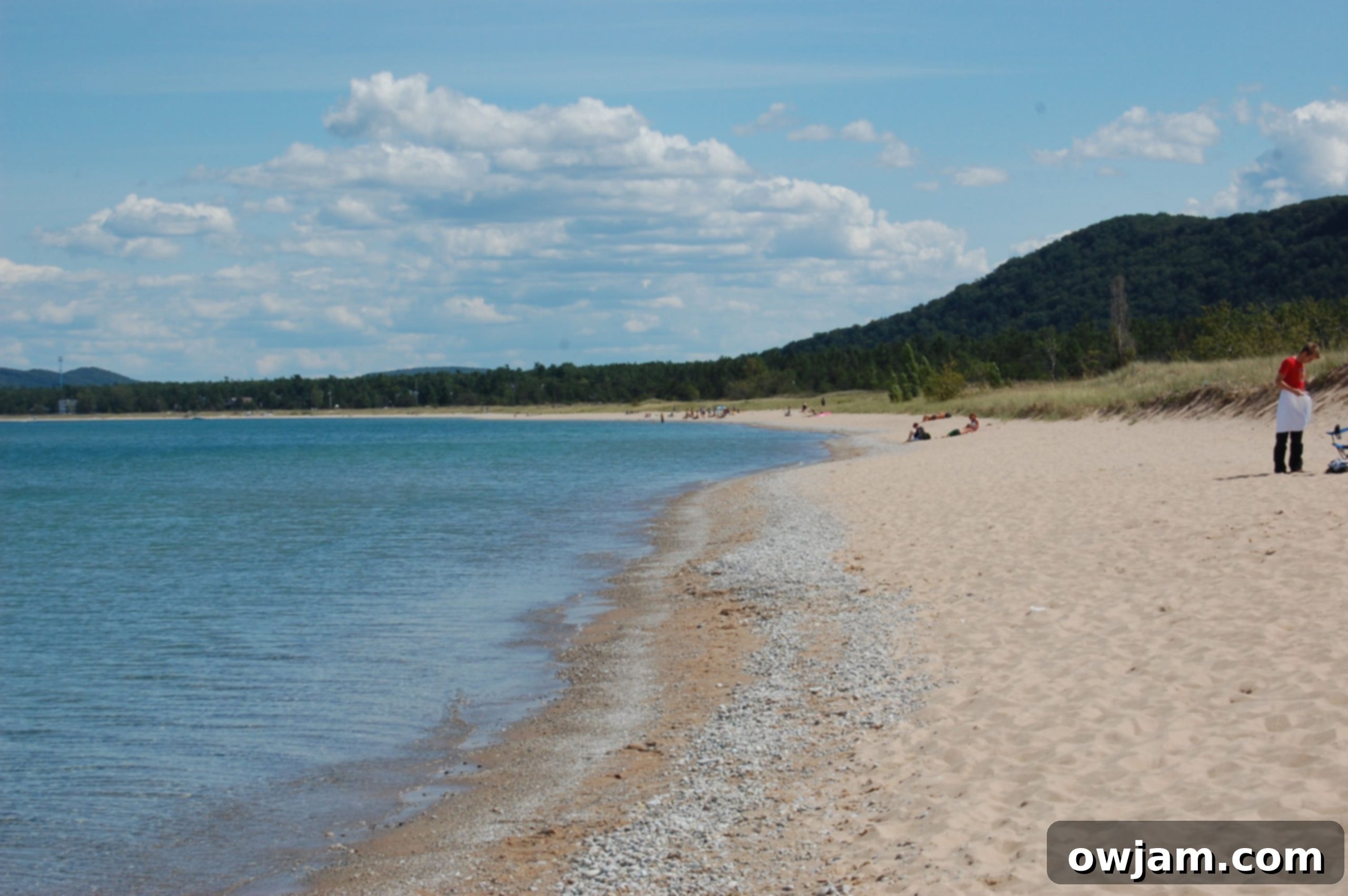 Crystal clear waters of Lake Michigan at Sleeping Bear Dunes beach.