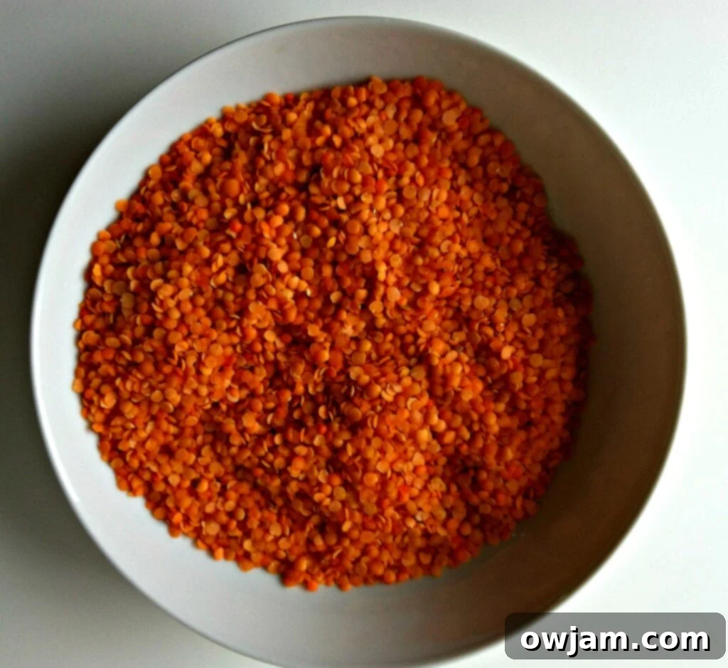 red lentils in white bowl