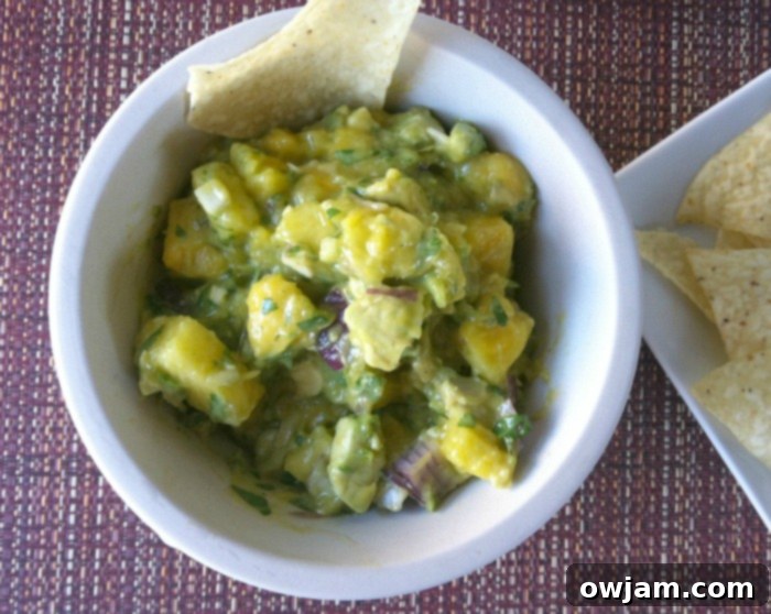 Pineapple Mango Guacamole from A Cedar Spoon
