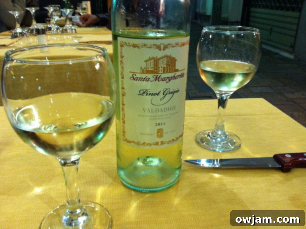 Glass of Santa Margherita Pinot Grigio wine with a view