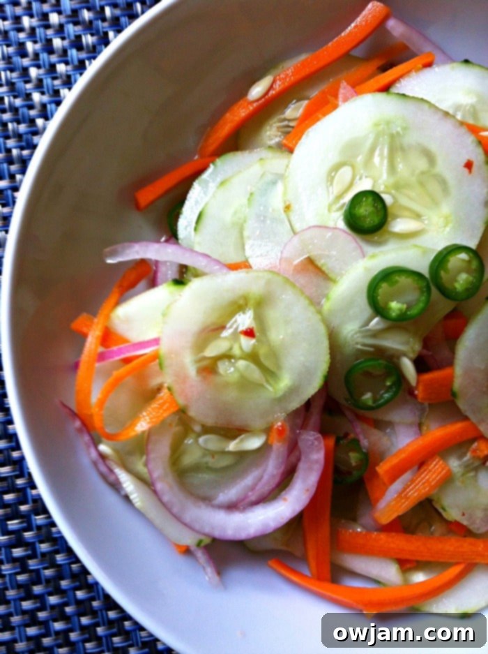 Close up of Thai Asian Cucumber Salad with chopped peanuts
