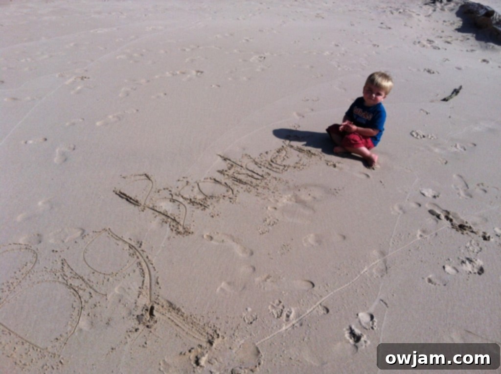 Will at the beach, soon to be a big brother