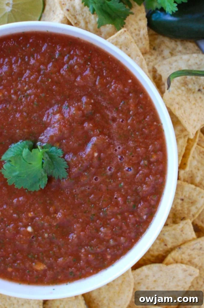 Zesty Homemade Perfection 2 Homemade Salsa in white bowl with chips