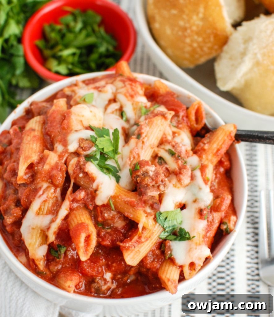 Creamy Ricotta Baked Ziti 4 Baked Ziti with Ricotta with fork