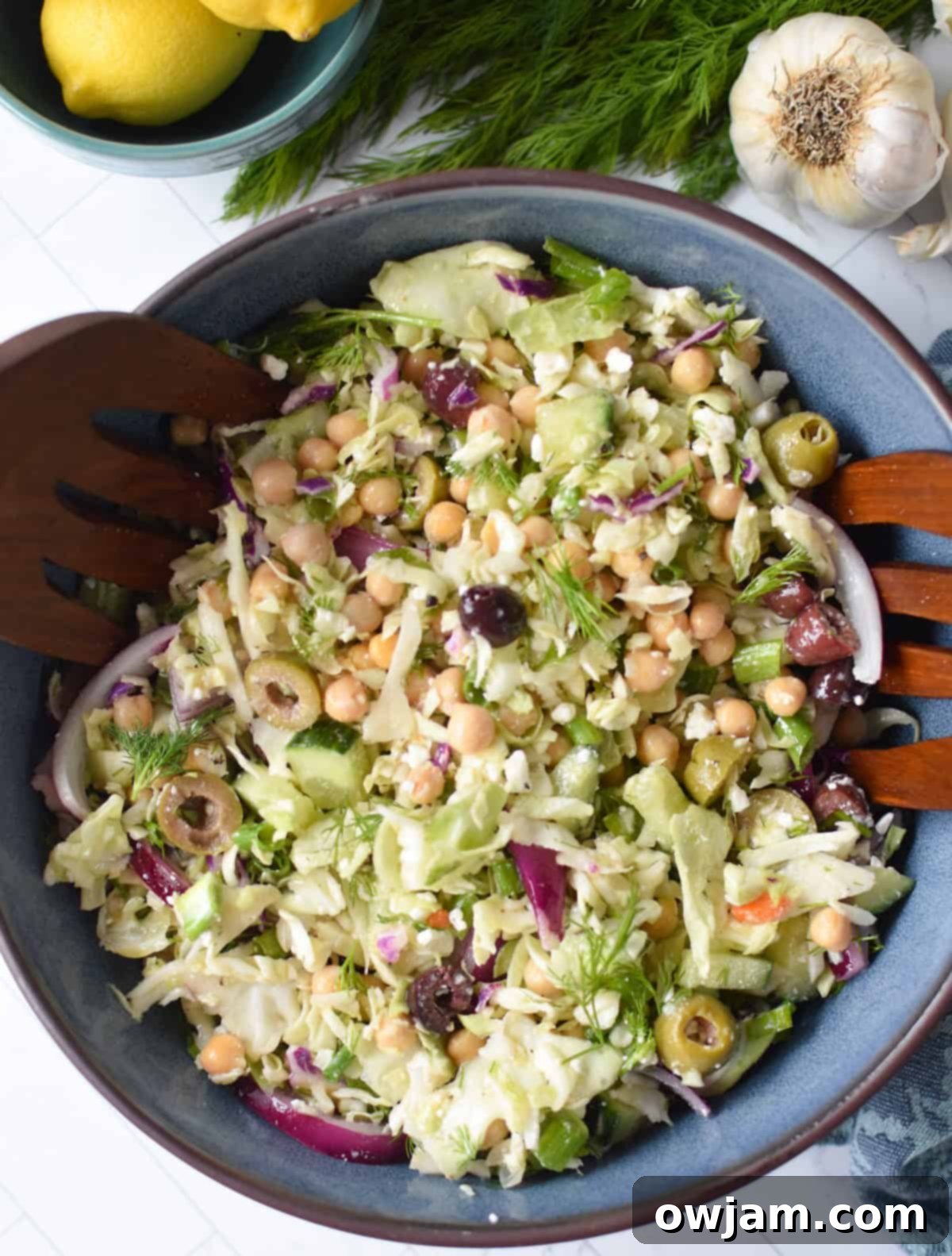 Lahanosalata Greek cabbage salad bowl