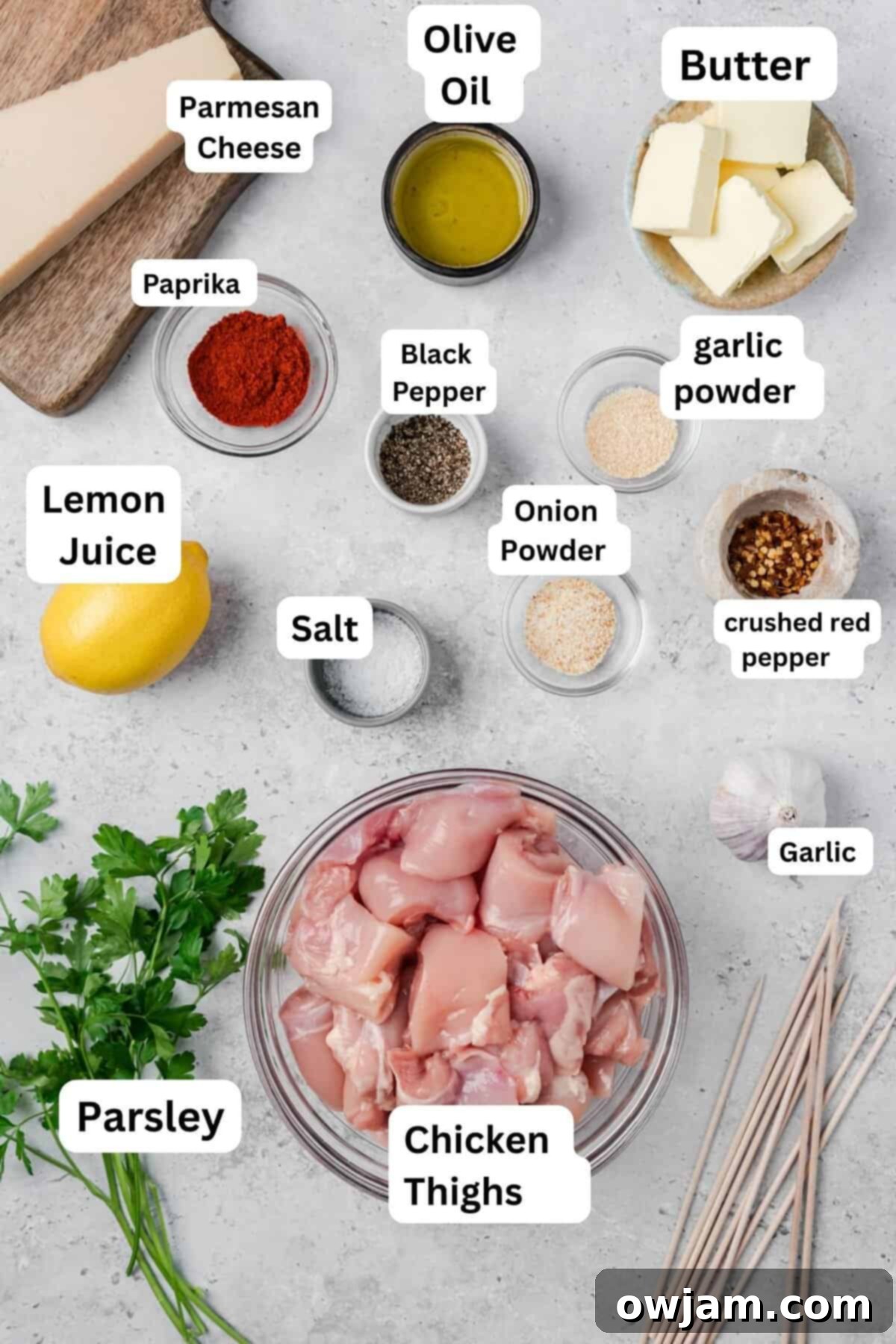 Grilled Chicken Skewers with recipe ingredients