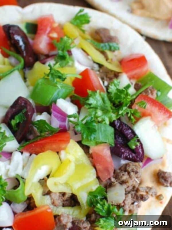 Greek Beef Pita Pizza