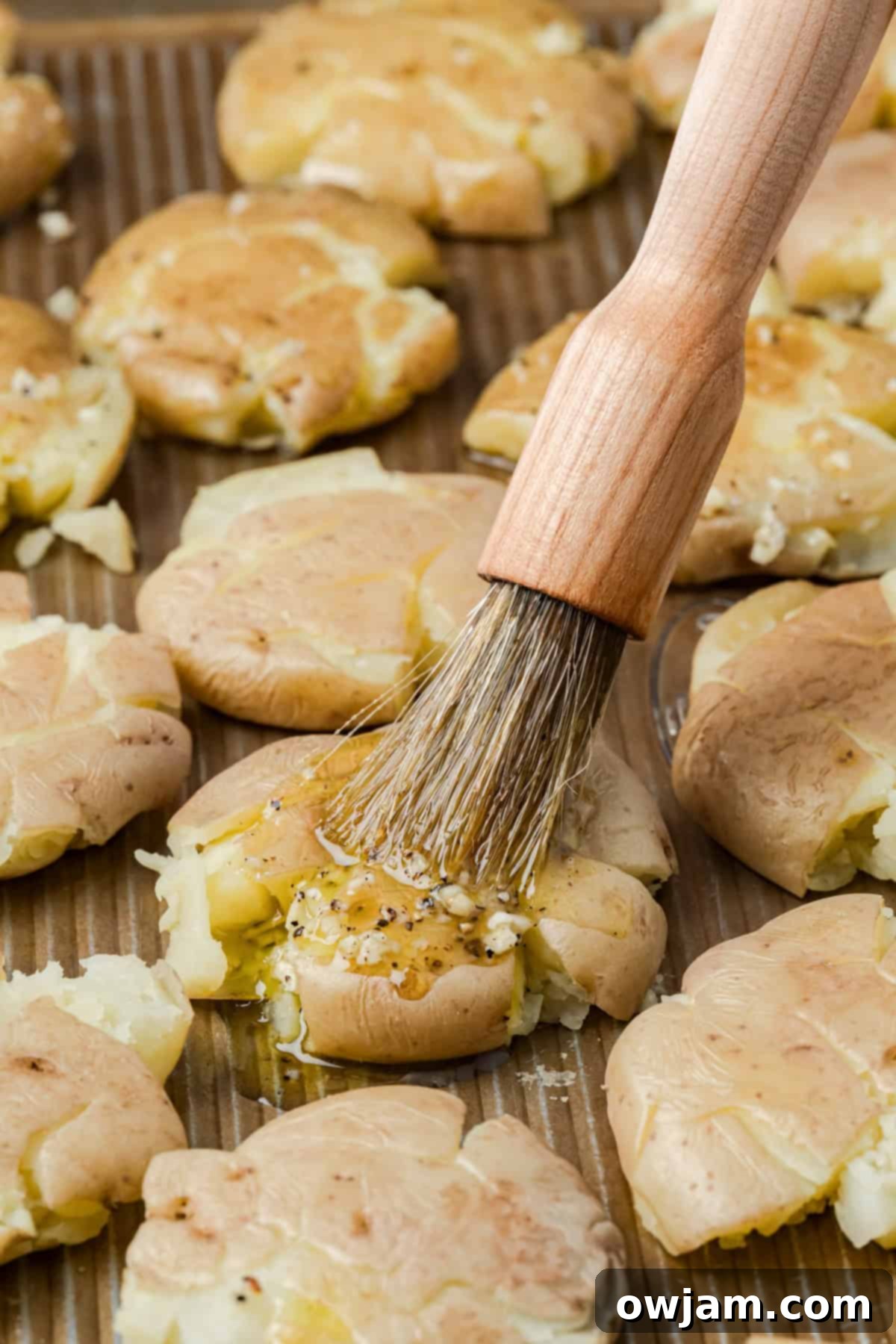 Garlic Parmesan Smashed Potatoes 7 Smashed potatoes with garlic butter and parmesan