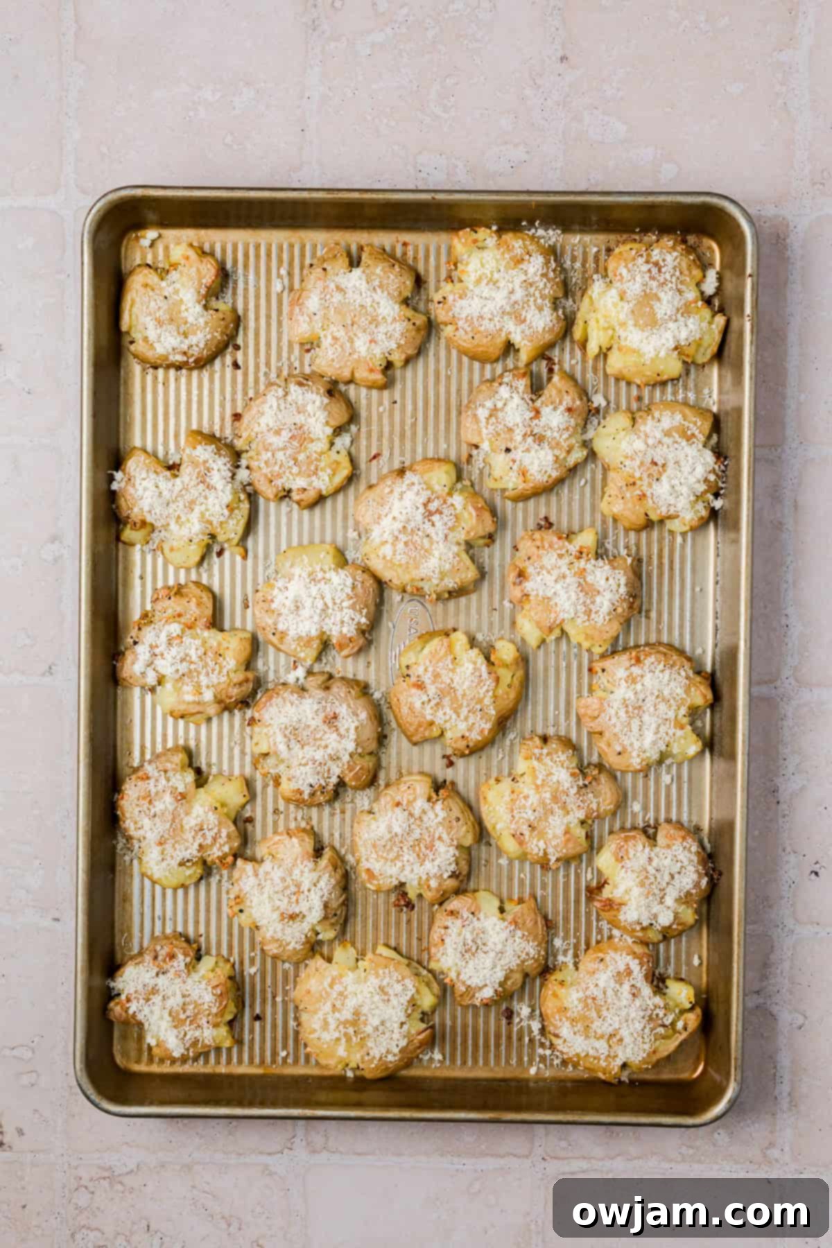 Garlic Parmesan Smashed Potatoes 8 Crunchy smashed potatoes fresh from the oven