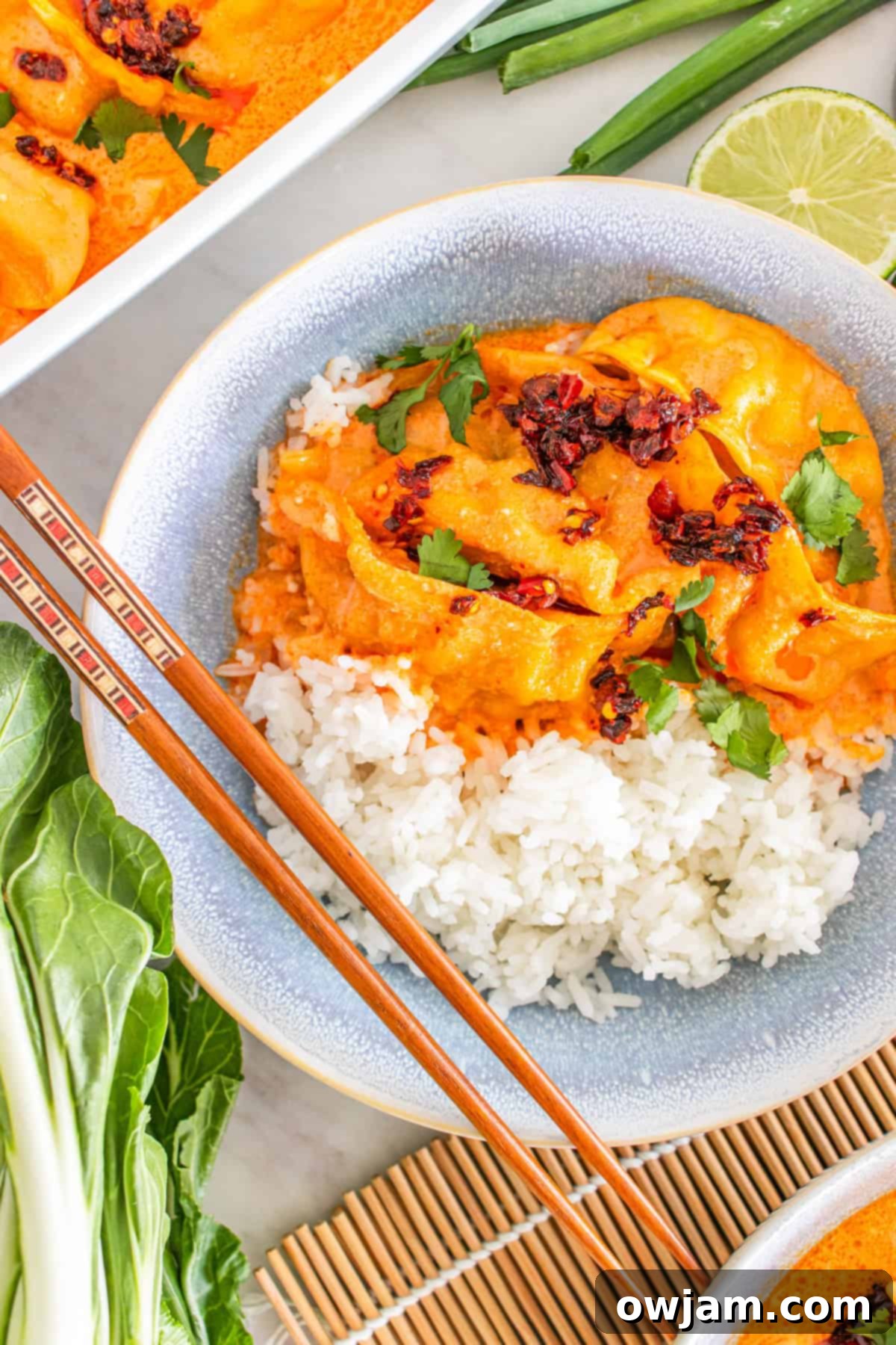 Sheet Pan Dumpling Dinner 2 TikTok dumpling bake with coconut curry sauce